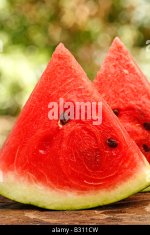 Wassermelone Stück in natürlichen Hintergrund Stockfoto