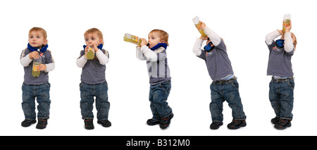 Sequenz eines trinkenden jungen Stockfoto