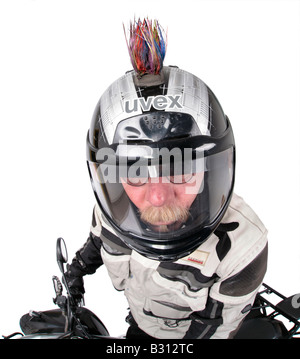 Quod Biker mit Helm Stockfoto