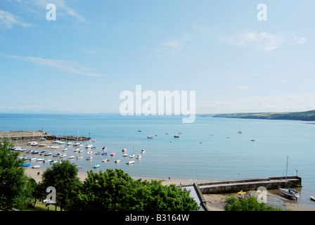 Boote im Hafen von New Quay Stockfoto