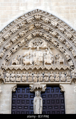 Puerta del Sarmental (13. Jh.), das Burgos Kathedrale, Burgos, Castilla y León, Spanien Stockfoto