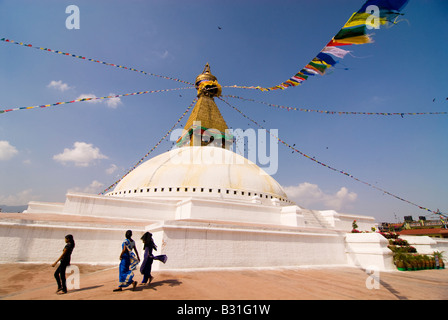 Boudhanath buddhistische Stupa mit Gebetsfahnen in Kathmandu, Nepal Stockfoto