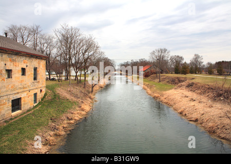 HISTORISCHEN ILLINOIS-MICHIGAN-KANAL GREAT LAKES IN UTICA LA SALLE COUNTY ILLINOIS USA ILLINOIS FLUß ANSCHLIEßEN Stockfoto