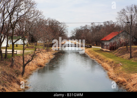 HISTORISCHEN ILLINOIS-MICHIGAN-KANAL GREAT LAKES IN UTICA LA SALLE COUNTY ILLINOIS USA ILLINOIS FLUß ANSCHLIEßEN Stockfoto