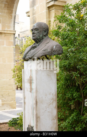 Büste von Churchill, Upper Barrakka Gardens, Valletta, Malta Stockfoto