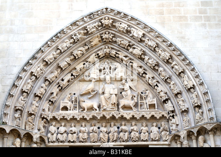 Puerta del Sarmental (13. Jh.), das Burgos Kathedrale, Burgos, Castilla y León, Spanien Stockfoto