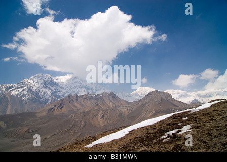 Berg-Landschaft in der Nähe von Manang, Annapurnas, Nepal Stockfoto