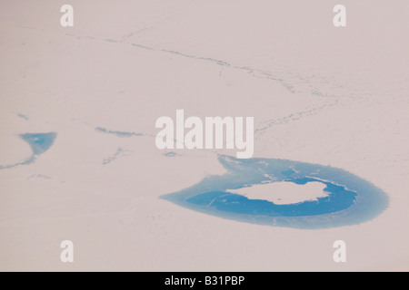 Wasser der Seen auf der grönländische Eisschild in Westgrönland aus der Luft zu schmelzen Stockfoto