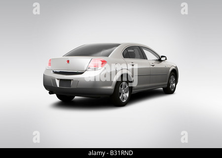 2008 Saturn Aura Green Line in Silber - Winkel Rückansicht Stockfoto