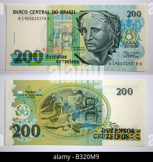 Brasilianische Währung 100 Banco Central Do Brasil 200 Stockfoto