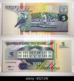 Banknoten von der Zentralbank Van Suriname Stockfoto