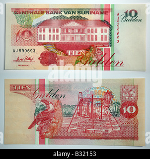 Banknoten von der Zentralbank Van Suriname Stockfoto