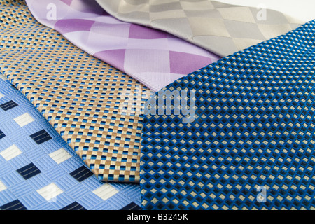 Krawatten, Seide Muster auf reichen Stoff zeigt hautnah Stockfoto
