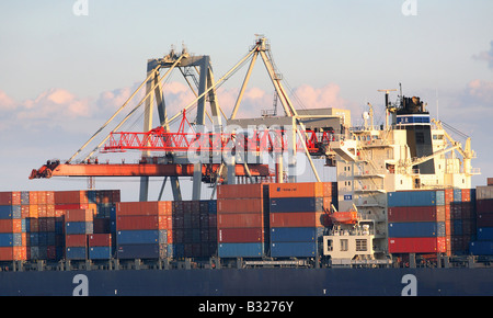 Laden von Containerschiffen, Odessa, Ukraine Stockfoto