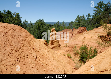 Ocker Berge in Roussillon, Provence Frankreich Stockfoto