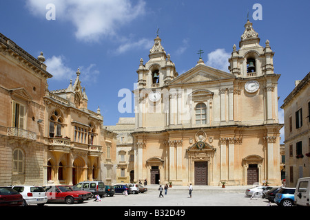 St. Pauls Cathedral, St. Pauls Square, Mdina, Malta Stockfoto