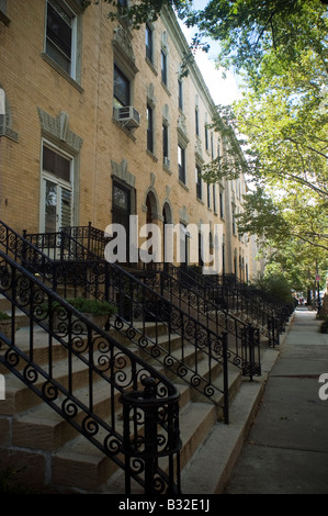 Strivers Row Stadthäuser in der St Nicholas Historic District im Stadtteil Harlem in New York Stockfoto