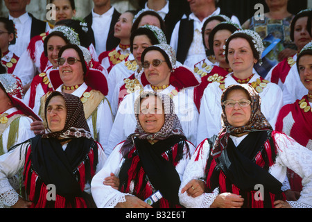 Volkssänger in Tracht, Dubrovnik, Dalmatien, Kroatien. Stockfoto