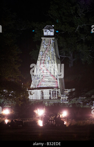 Einem riesigen Lagerfeuer bei The Big Chill Festival 2008 Stockfoto