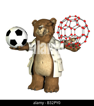 Bär mit C60 Buckyball und Soccer ball Stockfoto