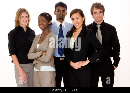 Ein Team von drei Unternehmerinnen und zwei Geschäftsleute Stockfoto