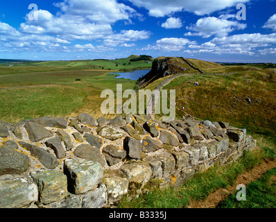 Stahl Rigg auf Hadrian Wall Blick nach Osten in der Nähe von zweimal gebraut, Northumberland Nationalpark Northumberland Stockfoto