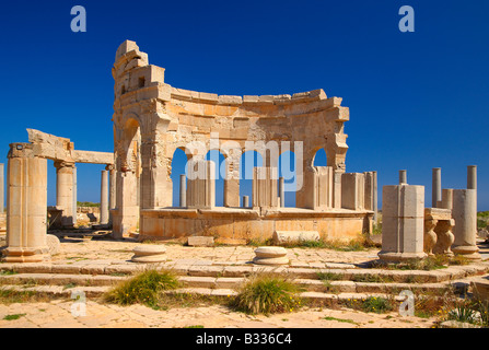 Der Markt, Leptis Magna, Libyen, Nordafrika Stockfoto