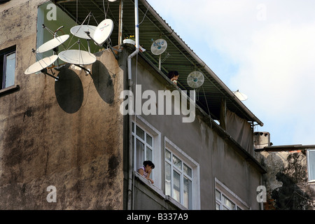 Türkei, Istanbul, Satellitenschüsseln Stockfoto