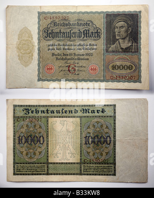 Nahaufnahme von einer traditionellen deutschen Reichsmark banknote Stockfoto