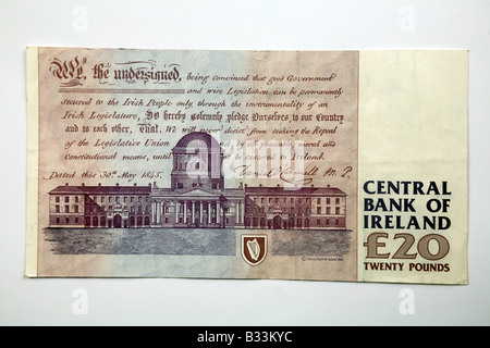 Irische 20 Pfund-Banknote aus Irland reverse mit Zollhaus Stockfoto