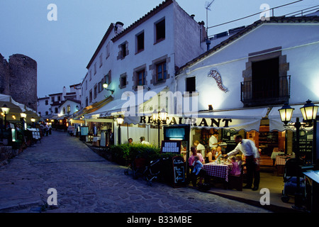 Restaurants in Tossa de Mar-Costa Brava-Katalonien-Spanien Stockfoto