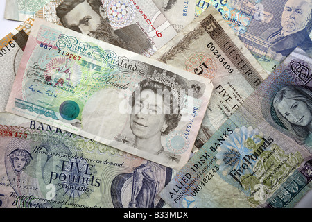 Nördlichen irischen Pfund Sterling und Großbritannien Banknoten Stockfoto