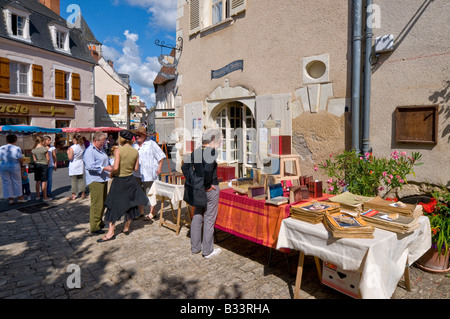 Kunden auf jährliche Open-Air-Buchmesse / Foire Aux Livres, Winkel-Sur-l'Anglin, Vienne, Frankreich. Stockfoto