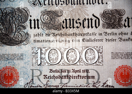 Nahaufnahme von einer traditionellen deutschen Banknote mit Alexandra Abbildung Stockfoto