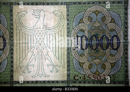 Nahaufnahme von einer traditionellen deutschen Reichsmark banknote Stockfoto