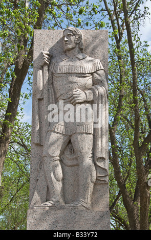 Texas Hill Country Ozona 1938 Art-deco-Skulptur des David Crockett Helden von Alamo Künstlers William Mozart McVey 1905 bis 1995 Stockfoto