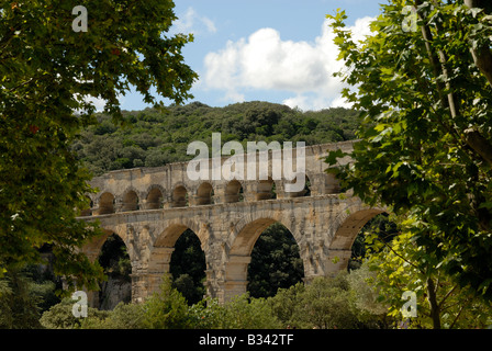 Römischer Aquädukt Pont du Gard in Südfrankreich Stockfoto