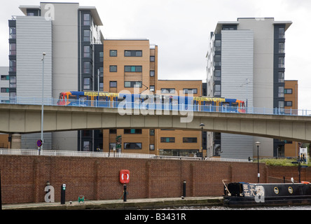 Sheffield Supertram Übergabe Neubau Entwicklung von Victoria Quay Stockfoto