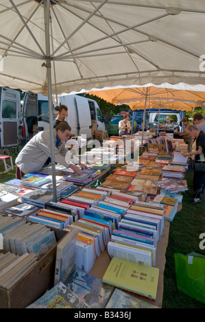 Jährliche Open-Air-Buchmesse / Foire Aux Livres, Winkel-Sur-l'Anglin, Vienne, Frankreich. Stockfoto