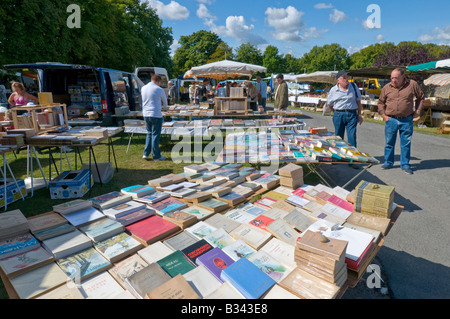 Jährliche Open-Air-Buchmesse / Foire Aux Livres, Winkel-Sur-l'Anglin, Vienne, Frankreich. Stockfoto