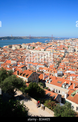 Panoramablick auf die Stadt vom Castelo, Lissabon, Portugal Stockfoto