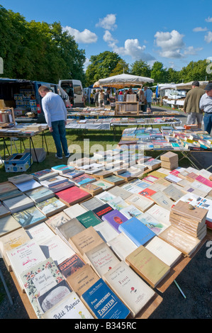 Jährliche Open-Air-Buchmesse / Foire Aux Livres, Winkel-Sur-l'Anglin, Vienne, Frankreich. Stockfoto