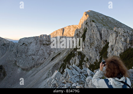 Aufsteigende Sinanitsa Höhepunkt im Morgengrauen in World Heritage Site Nationalpark Pirin Bulgarien Stockfoto