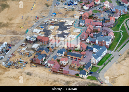 Luftaufnahme des modernen Wohnsiedlung Baustelle, Norfolk, england Stockfoto