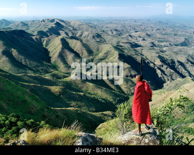 Kenya, Samburu District, Losiolo. Einen herrlichen Blick von der östlichen Steilhang des afrikanischen Great Rift Valley am Losiolo, nördlich von Stockfoto