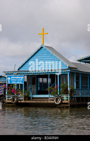 Katholische Kirche Chong Kneas schwimmende Dorf Tonle Sap (See Tonle) Kambodscha Stockfoto