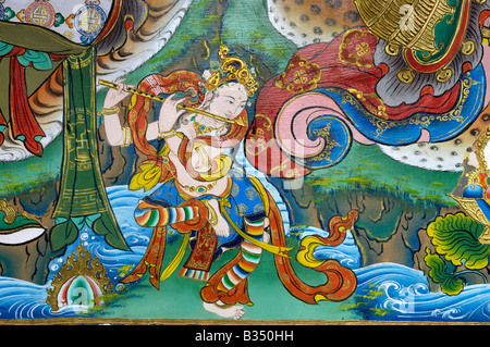 Lord Krishna tibetisch-buddhistischen Malerei Bhutia Busty Kloster Darjeeling Stockfoto