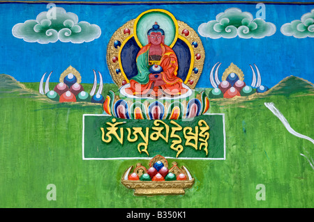 Buddha-tibetisch-buddhistischen Malerei Bhutia Busty Kloster Darjeeling Stockfoto