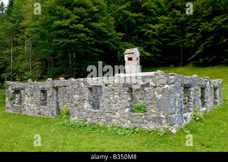 Die abgebrannten Dorf Radovna in Slowenien Stockfoto