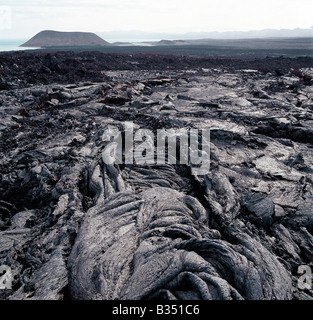 Kenia, Turkana-See, Telek'is Vulkan. Einige der Lavaströme von Teleki Vulkan. Stockfoto